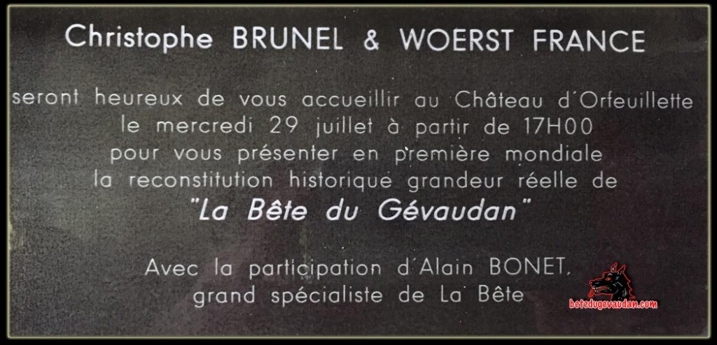 Invitation Bête du Gévaudan 2015