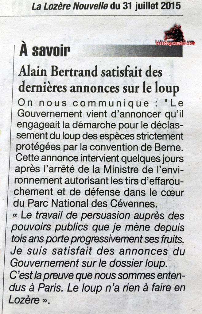 la Lozère Nouvelle du 31 juillet 2015