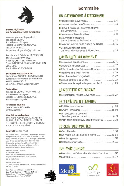 Lou Païs est une revue régionaliste de la Lozère et des Cévennes.
